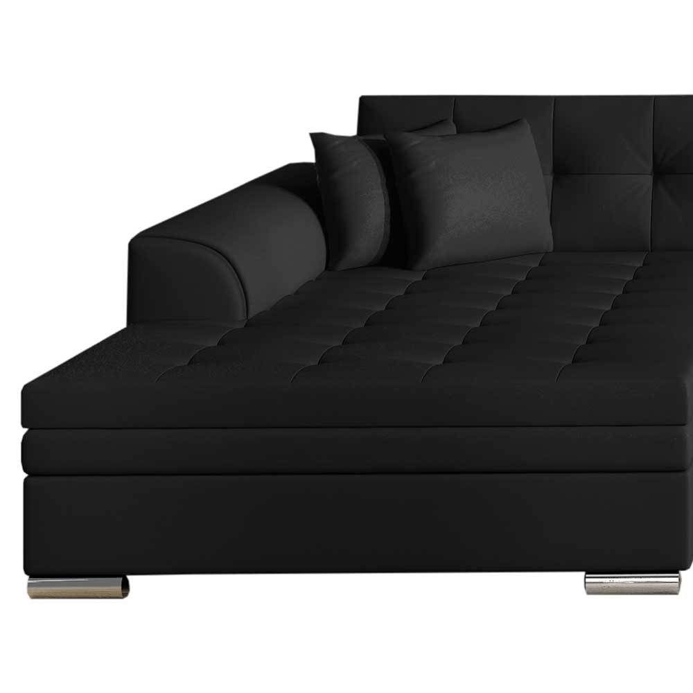 Wohnlandschaft Couchlandschaft mit Schlaffunktion in Schwarz günstig online kaufen