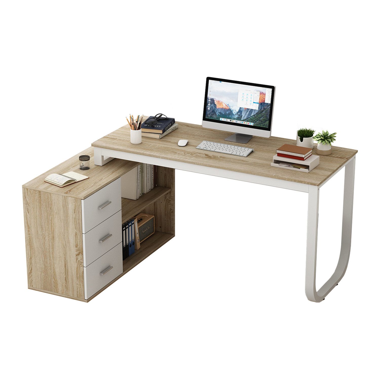 FUFU&GAGA Eckschreibtisch 130 cm L Förm günstig online kaufen