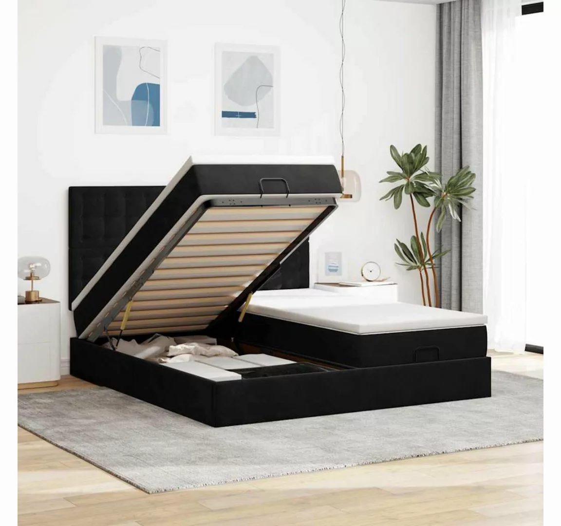 vidaXL Bett, Ottoman-Bett mit Matratzen Schwarz 180x200 cm Samt günstig online kaufen