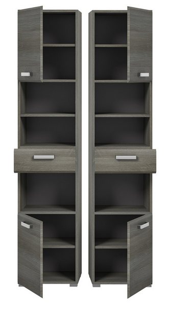 Inn.Furn Hochschrank Grigio (Badschrank in Rauchsilber grau, 2-türig, 40 x günstig online kaufen