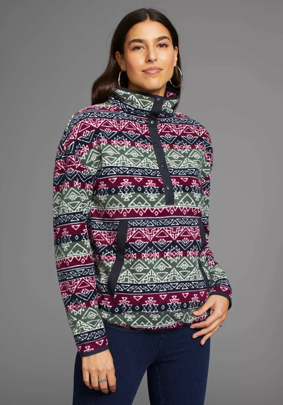 Polarino Fleecepullover mit Colourblocking-Optik, mit Kängurutasche, aus Fl günstig online kaufen