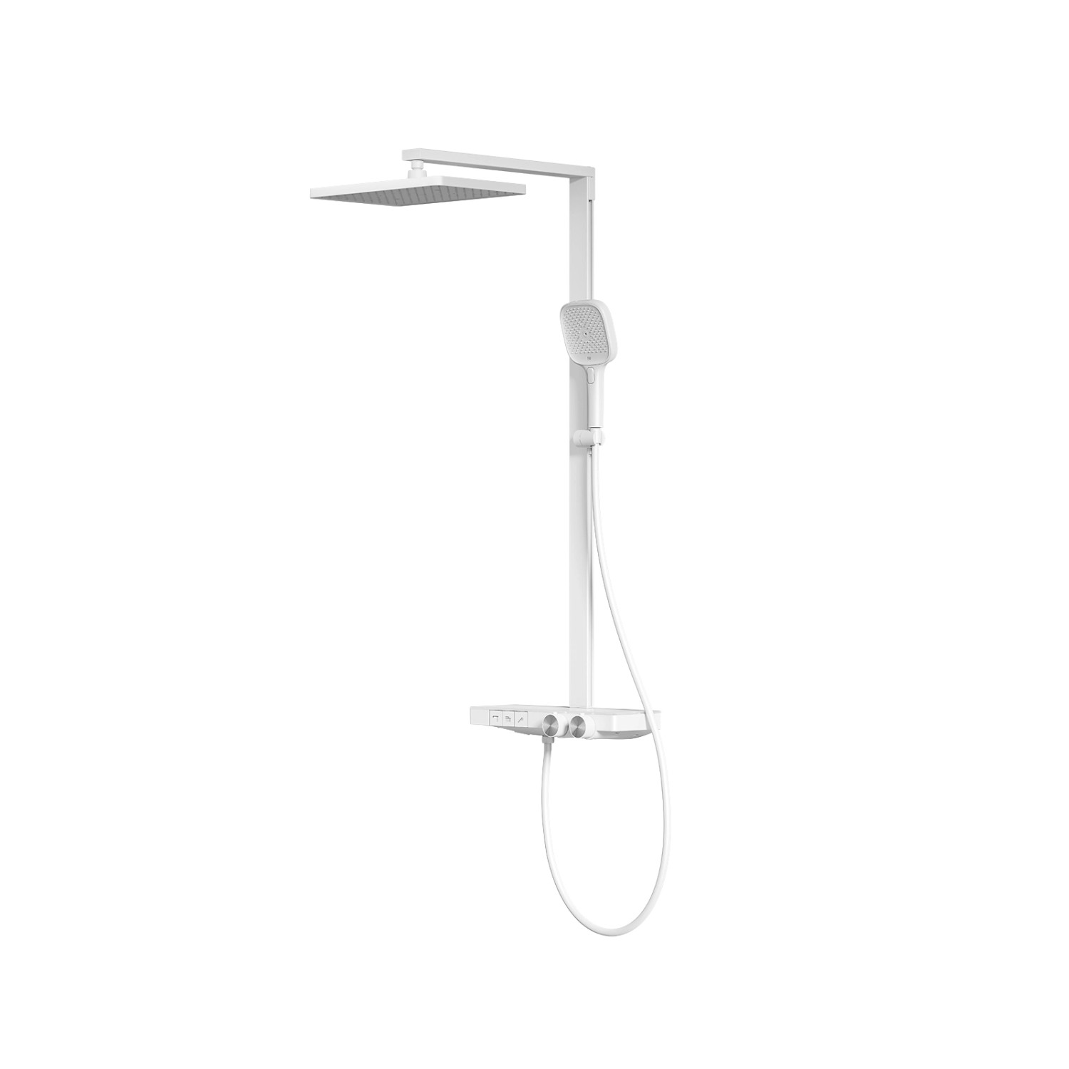 Emke Duschsystem mit Thermostat 36x24 cm Regenduschkopf Mattweiß 4-Strahl H günstig online kaufen
