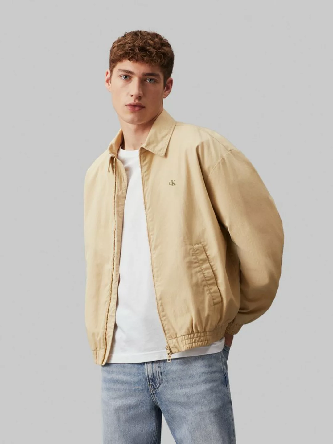 Calvin Klein Jeans Collegejacke LINEAR TEXTURE HARRINGTON mit Logoprägung günstig online kaufen