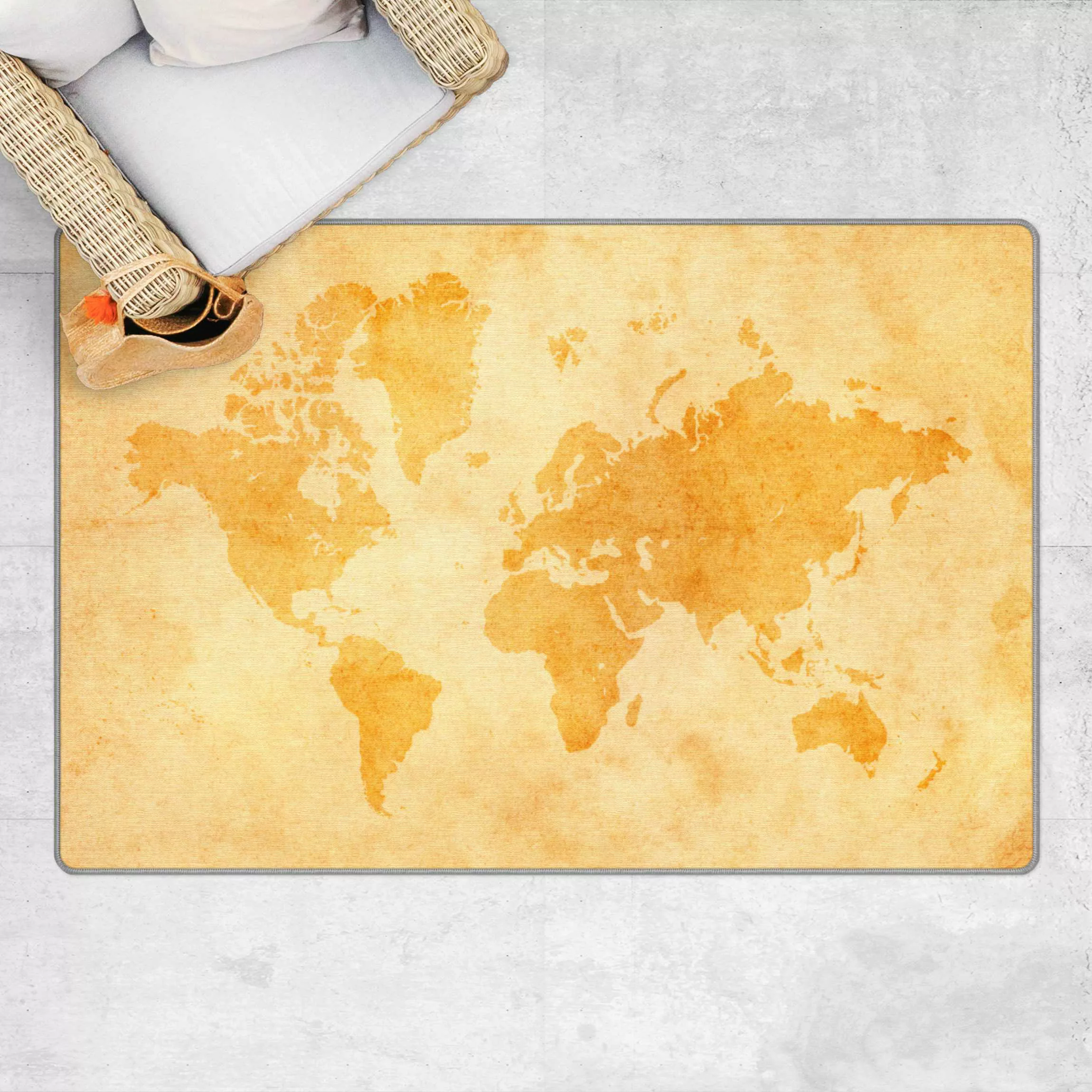 Teppich Vintage Weltkarte günstig online kaufen
