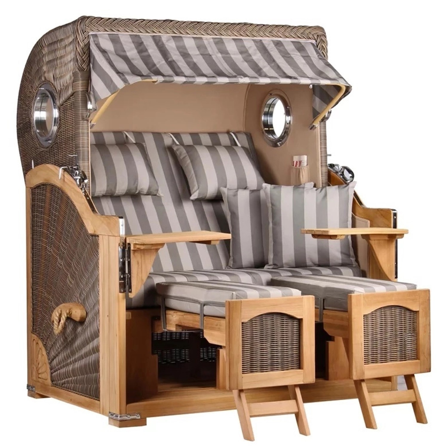GarWoh Strandkorb Rantum Grande Teak PE Grey Dessin 537 günstig online kaufen