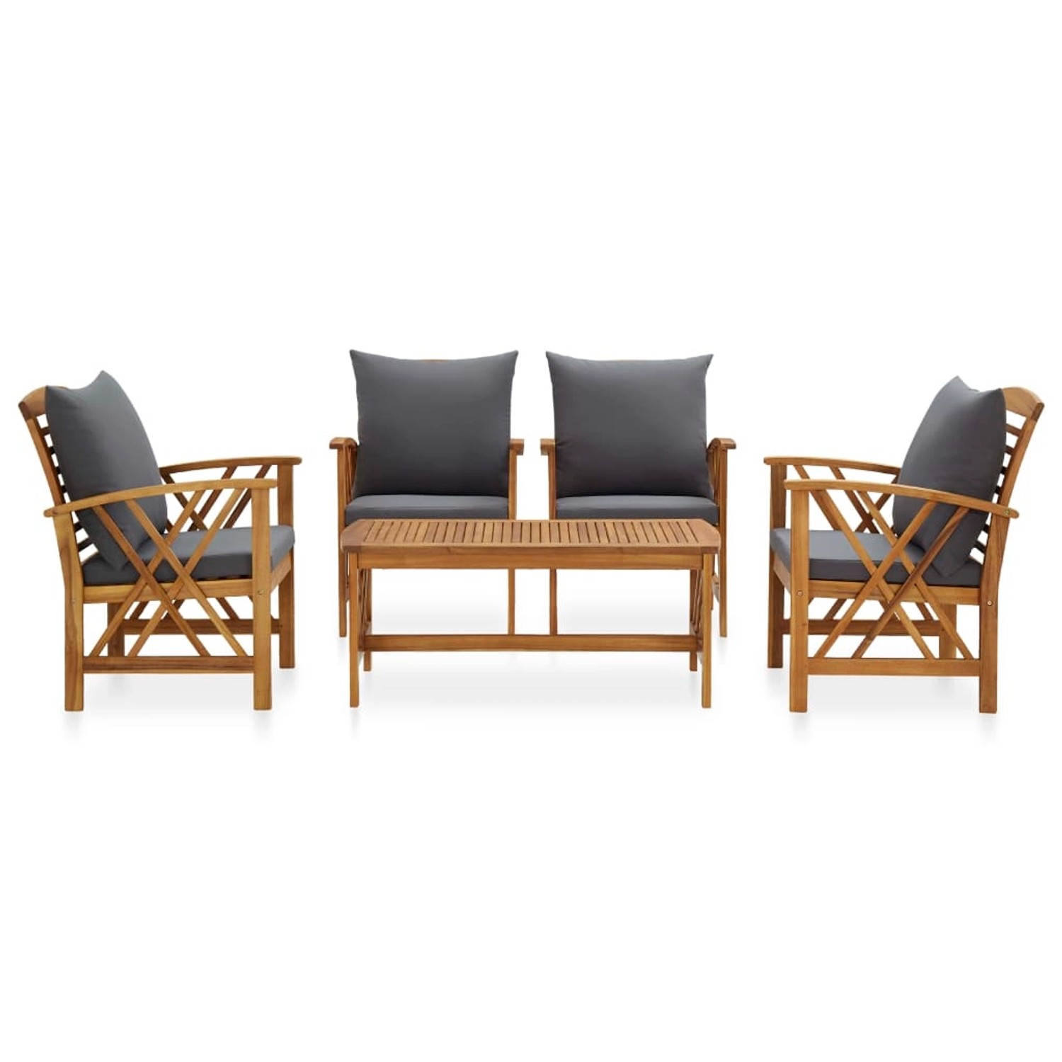 5-tlg. Garten-lounge-set Mit Auflagen Massivholz Akazie günstig online kaufen