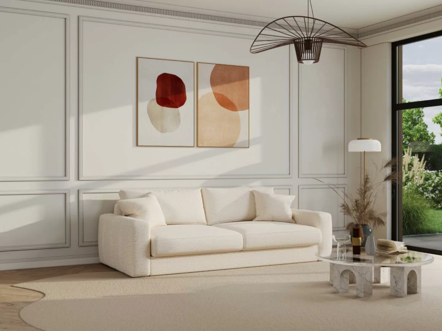 Sofa 3-Sitzer - Stoff - Beige - JULINA von Maison Céphy günstig online kaufen