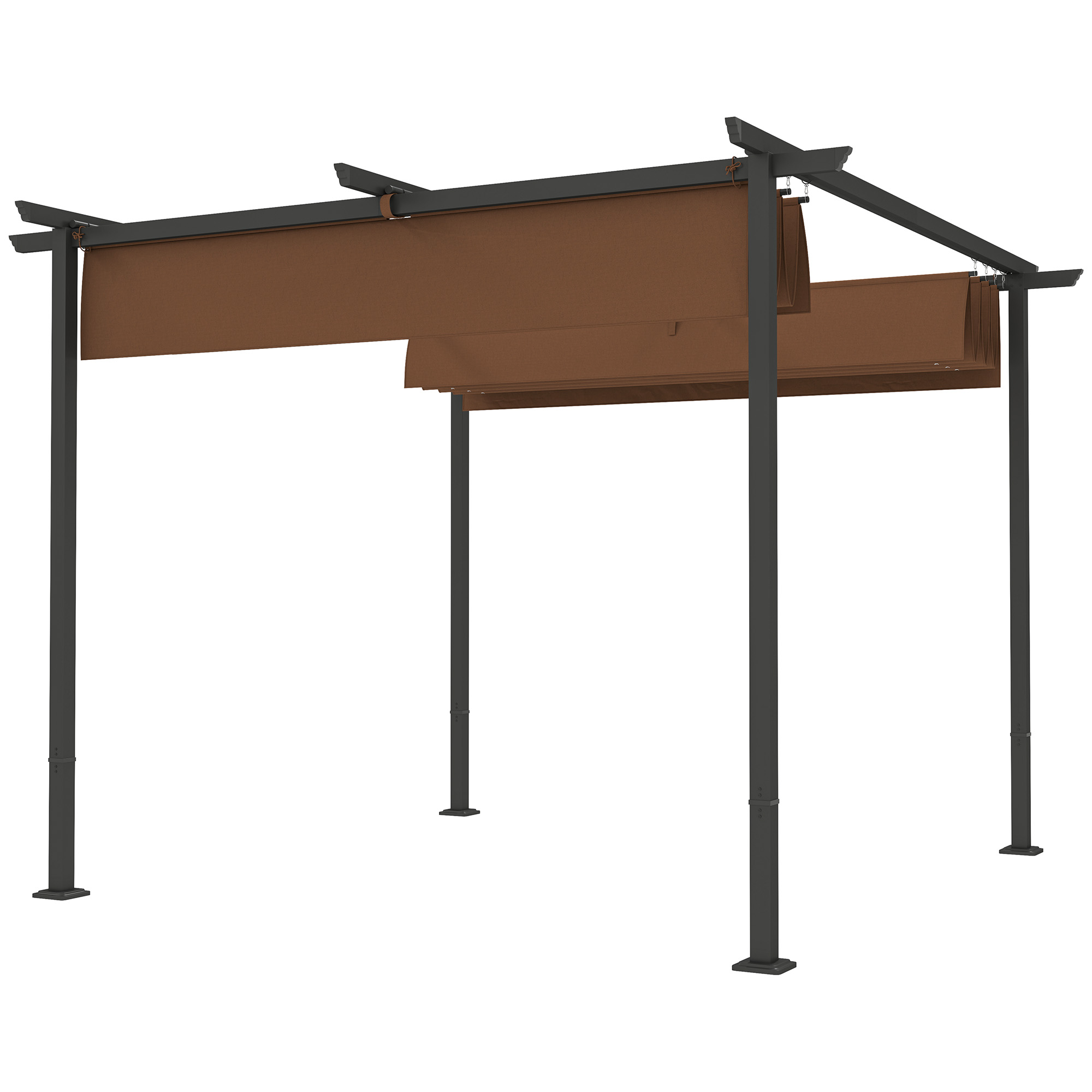 Outsunny Pergola Garten Outdoor 3 x 3 m ausziehbares Schiebedach, Gartenpav günstig online kaufen