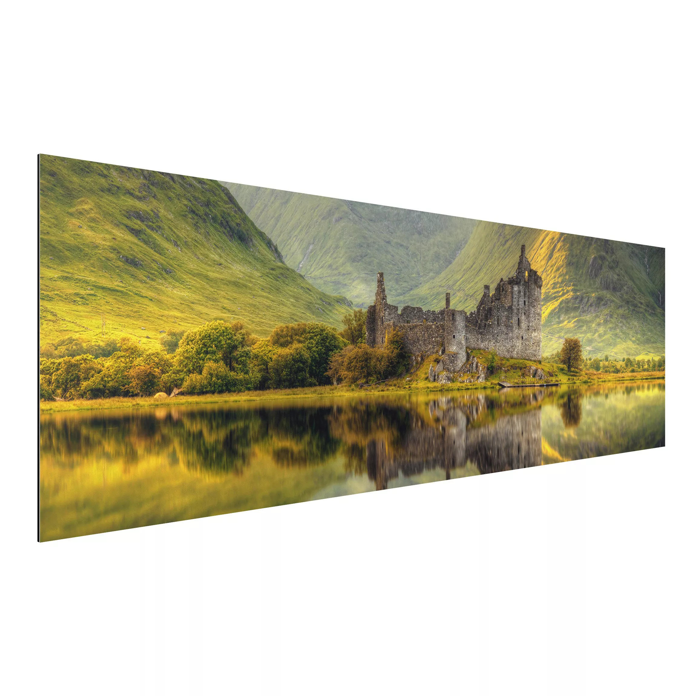 Alu-Dibond Bild Natur & Landschaft - Panorama Kilchurn Castle in Schottland günstig online kaufen