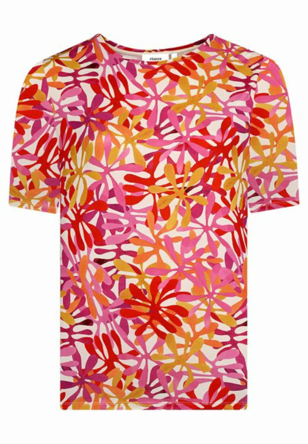 elanza T-Shirt Shirt mit Blüten-Print in Pink/Orange (1-tlg) günstig online kaufen