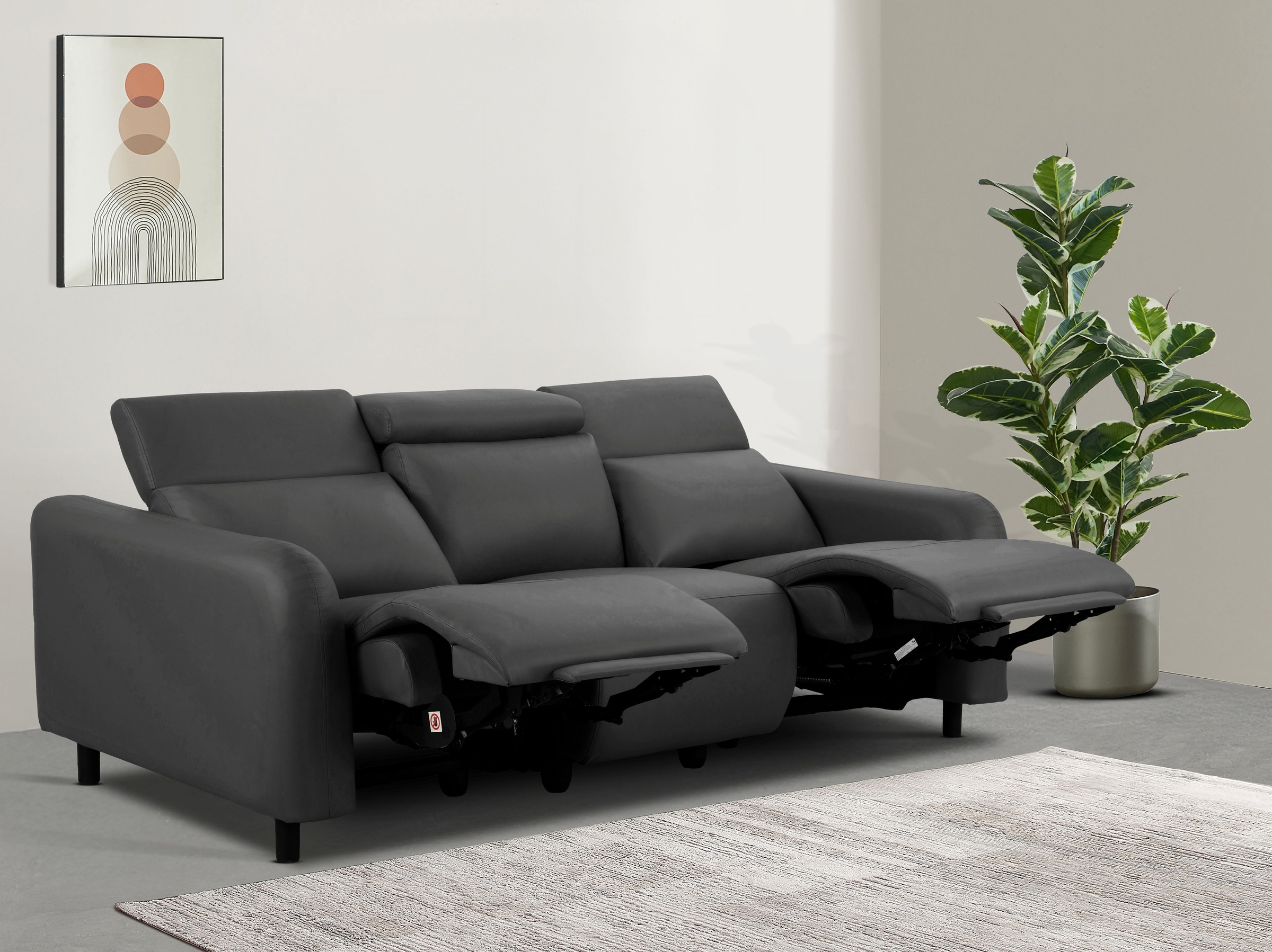 Home affaire 3-Sitzer "SKAANE Lederoptik, 229 cm, manuelle-u. elektrische R günstig online kaufen