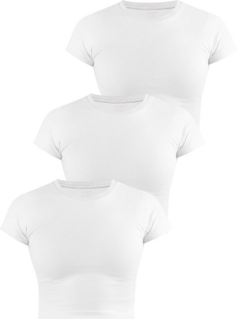 Janice Kurzarmshirt 3 x Damen crop T-Shirt hochgeschlossen Nerano Kurzes Sh günstig online kaufen