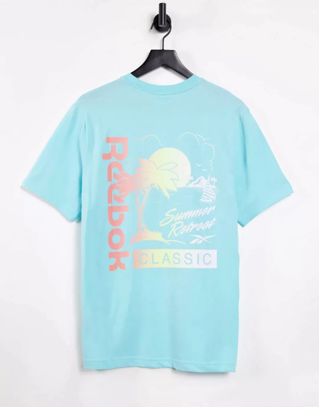Reebok Classics – T-Shirt in Blau mit Print hinten günstig online kaufen