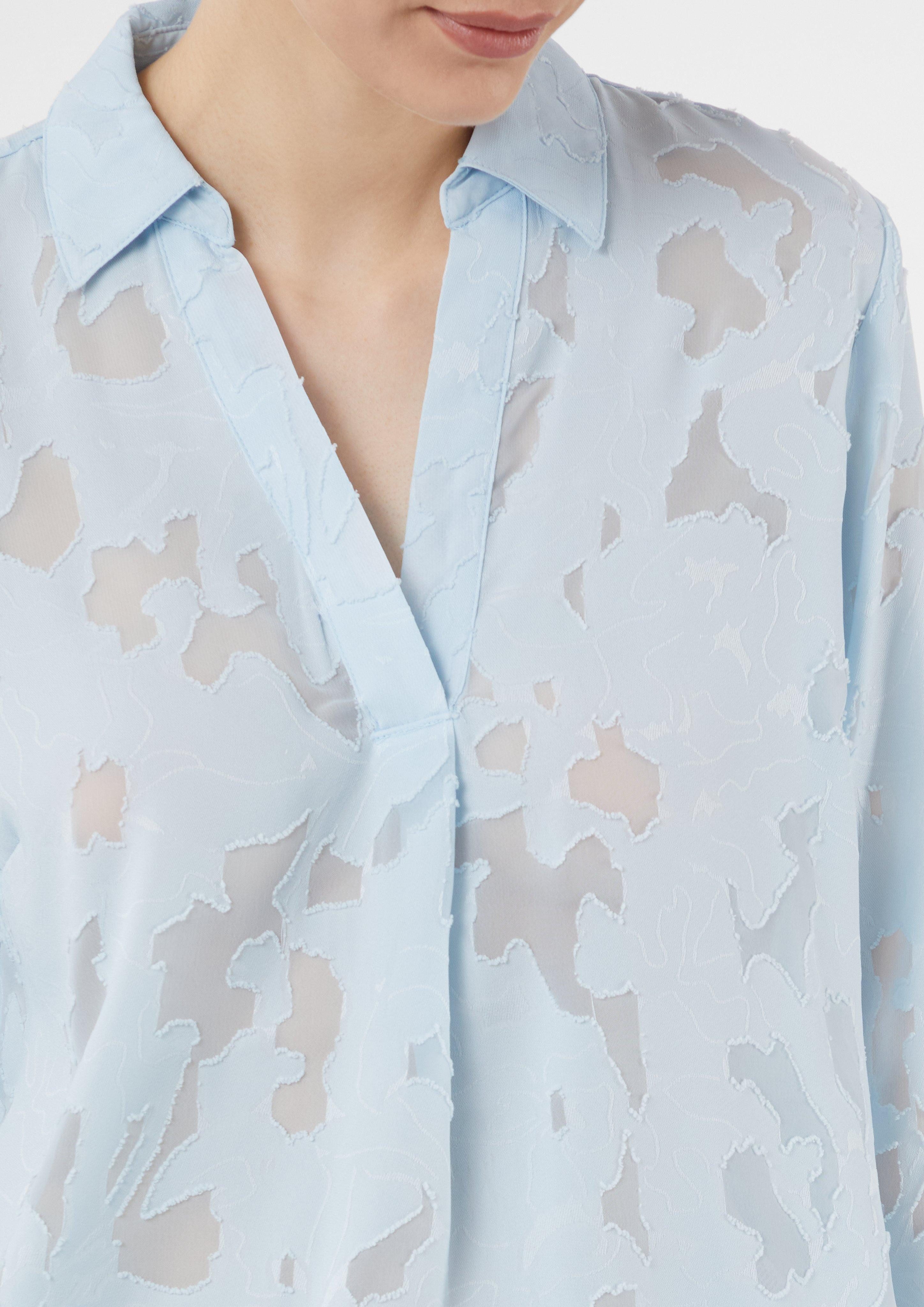 Comma Langarmbluse Semitransparente Jacquard-Bluse im Relaxed günstig online kaufen