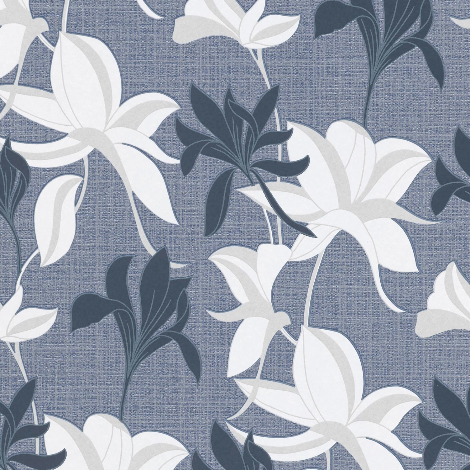 Bricoflor Vlies Blumentapete in Blau Weiß Moderne Tapete mit Lilien in Lein günstig online kaufen