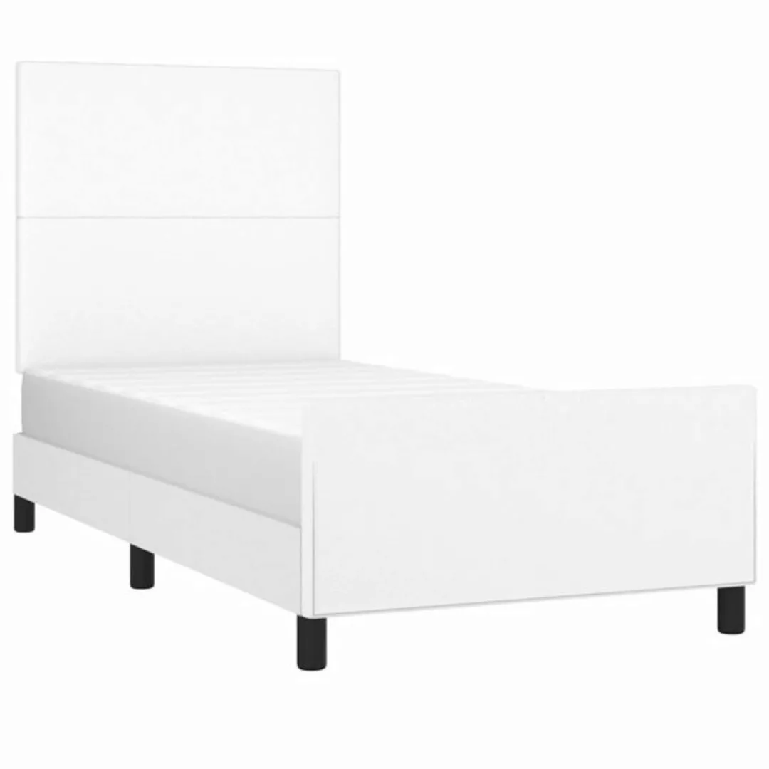 vidaXL Bett Bettgestell mit Kopfteil Weiß 80x200 cm Kunstleder günstig online kaufen