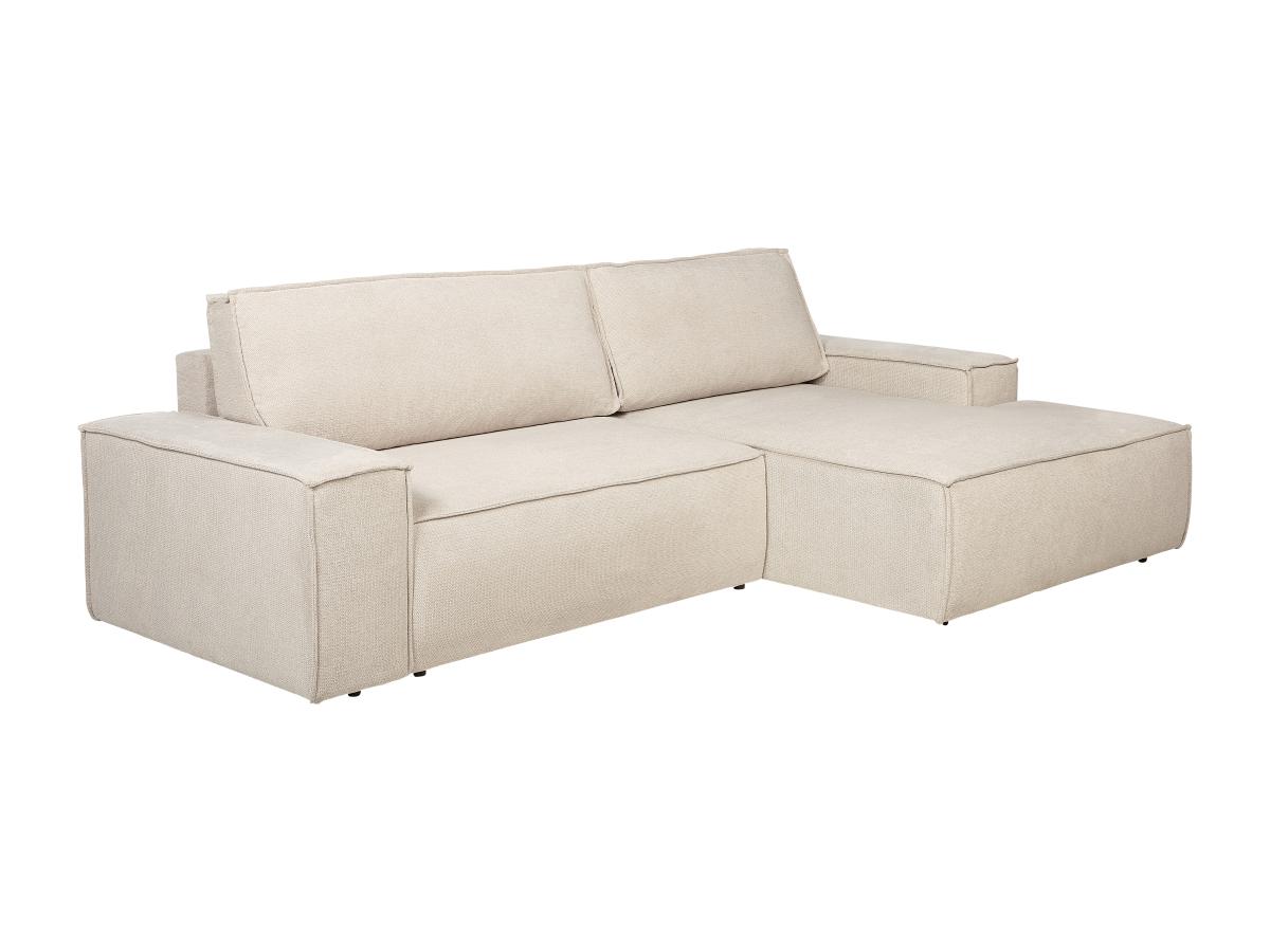 Ecksofa mit Schlaffunktion - Ecke rechts - Strukturstoff - Beige - AMELIA günstig online kaufen