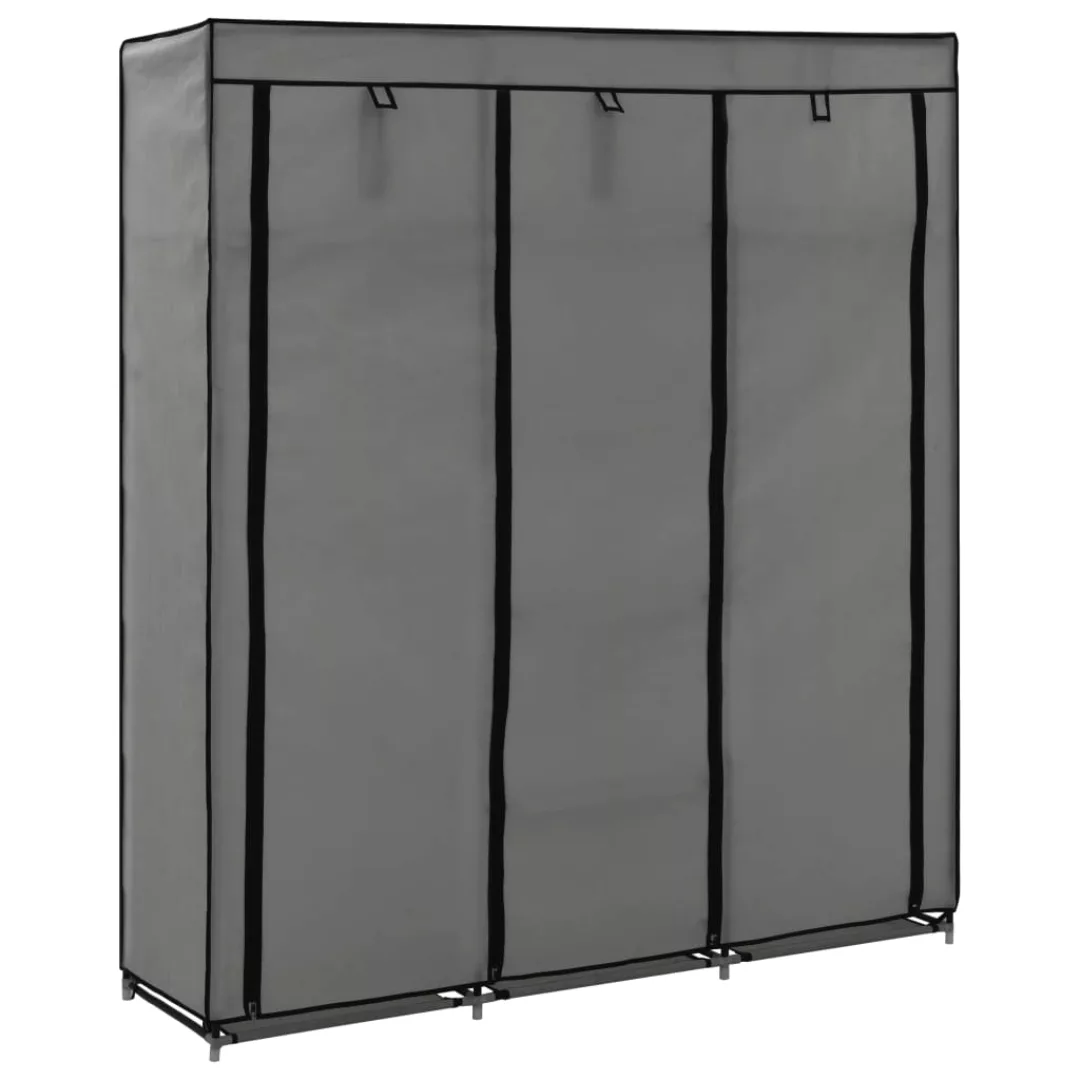 Kleiderschrank Mit Fächern Und Stangen Grau 150x45x175cm Stoff günstig online kaufen