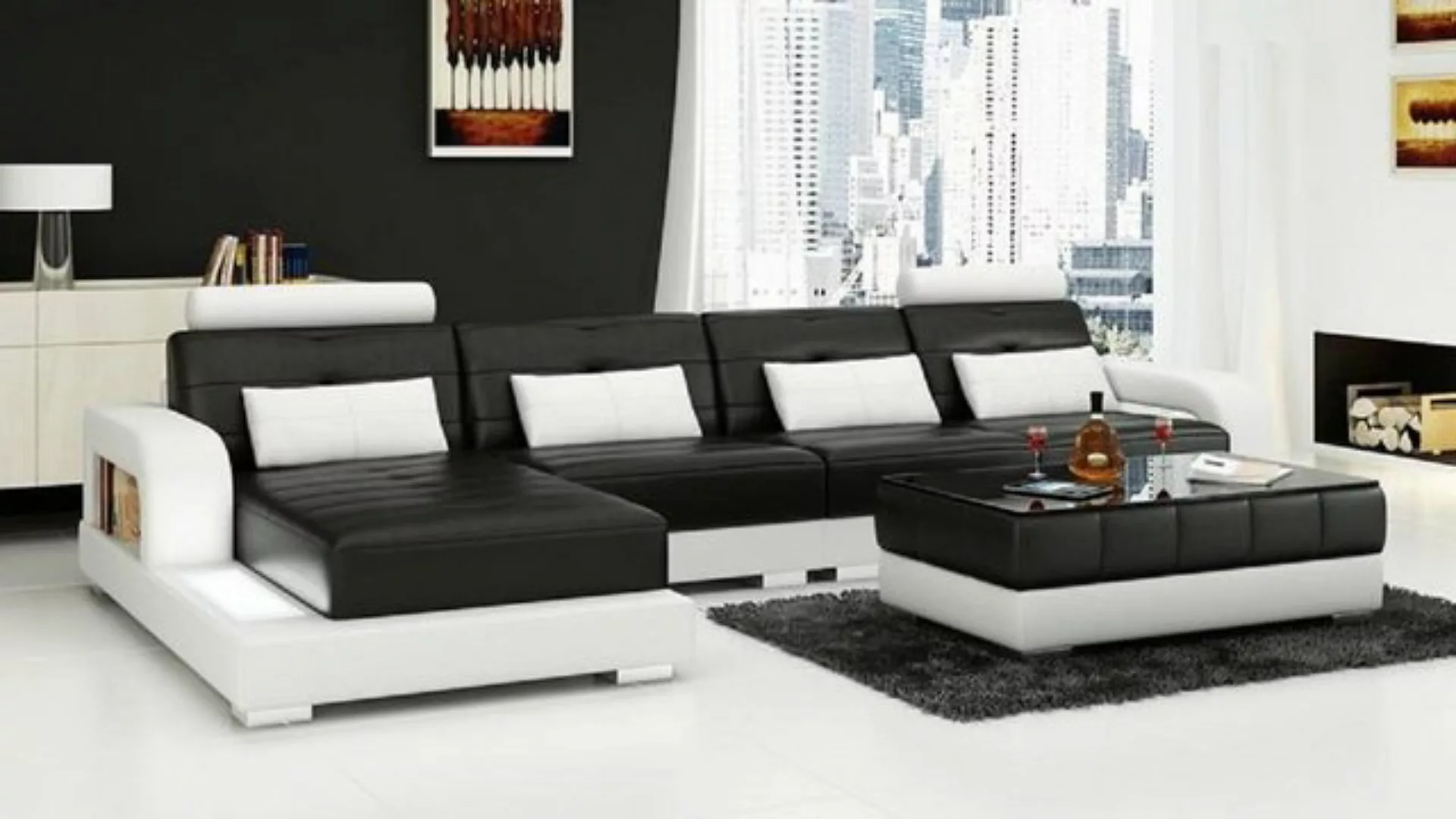 JVmoebel Ecksofa, Wohnlandschaft Ecksofa Sofa Couch Ledersofa Sitz Eck Garn günstig online kaufen