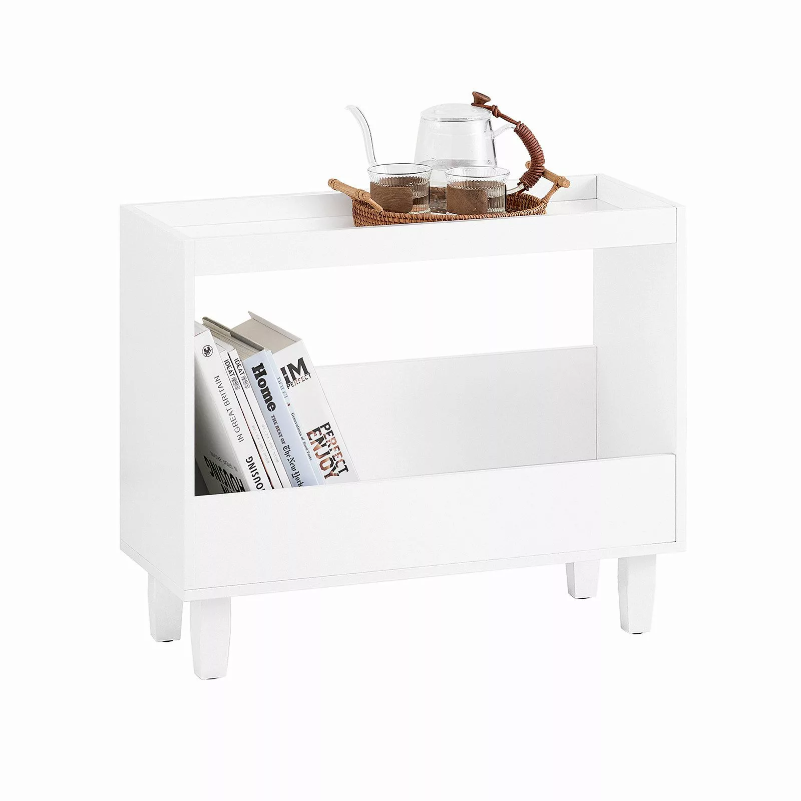 SoBuy Beistelltisch mit 2 Ablagen Couchtisch für Wohnzimmer Weiß FBT147-W günstig online kaufen