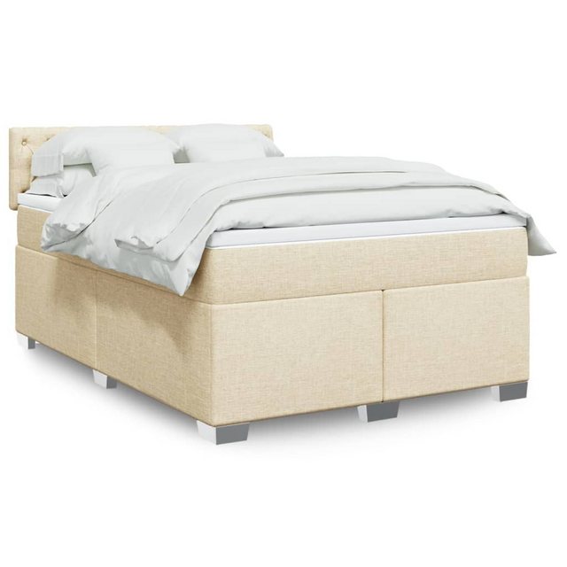 vidaXL Boxspringbett, Boxspringbett mit Matratze Creme 140x200 cm Stoff günstig online kaufen