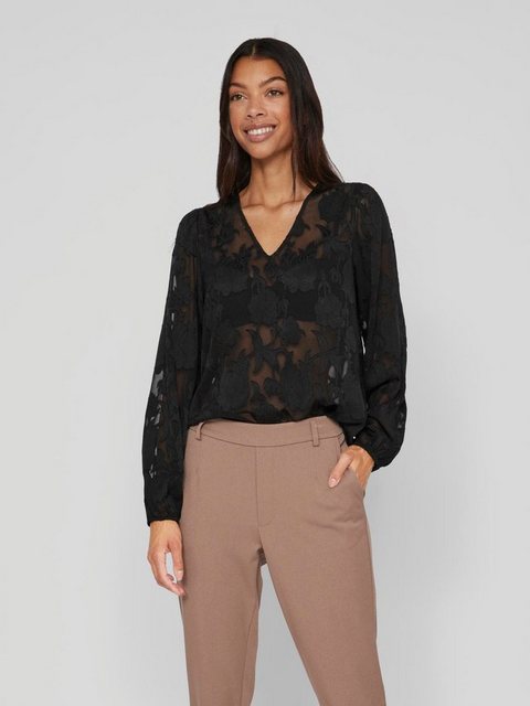 Vila Blusenshirt Transparente Bluse Jacquard Langarm Shirt VISIRID 6608 in günstig online kaufen