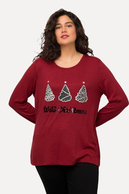 Ulla Popken Sweatshirt Sweatshirt Wild Christmas Pailletten Rundhals günstig online kaufen