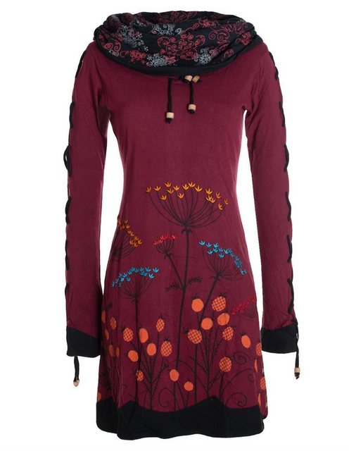 Vishes Jerseykleid Blumenkleid Langarm-Shirtkleid mit Schalkragen Hippie, B günstig online kaufen