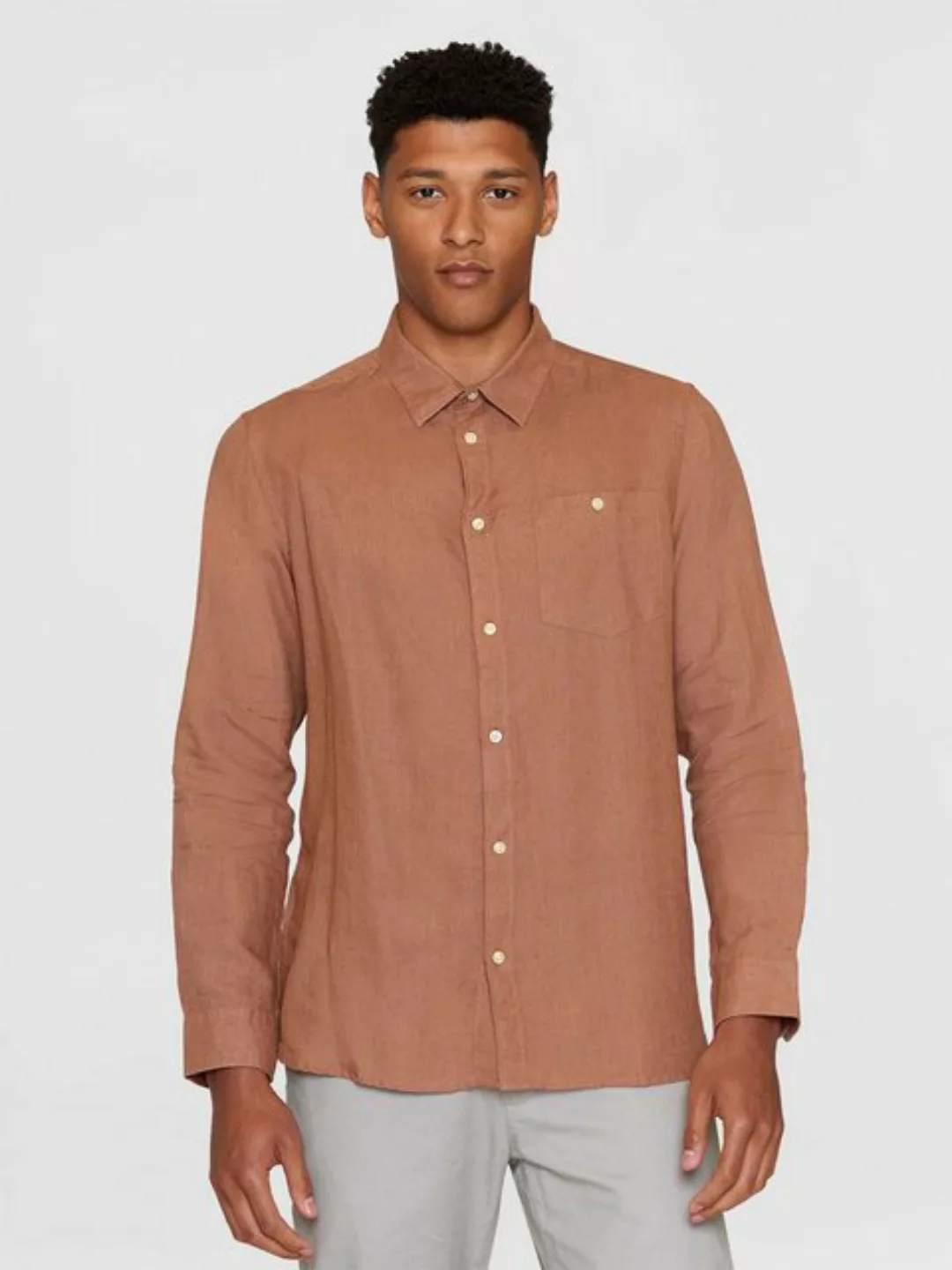 KnowledgeCotton Apparel Langarmhemd Regular Linen Shirt günstig online kaufen
