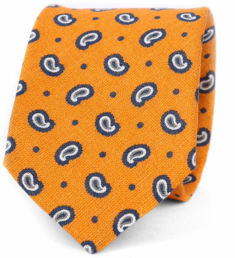 Krawatte Leinen Paisley Orange - günstig online kaufen