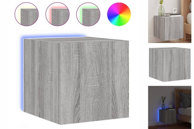 vidaXL Hängeschrank Hängeschrank Wandschrank mit LED-Leuchten Grau Sonoma 3 günstig online kaufen