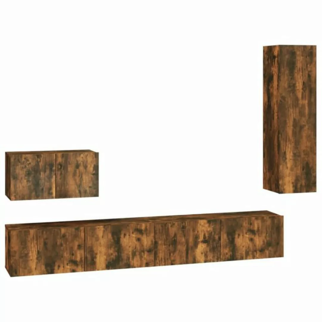 furnicato TV-Schrank 4-tlg. TV-Schrank-Set Räuchereiche Holzwerkstoff (4-St günstig online kaufen