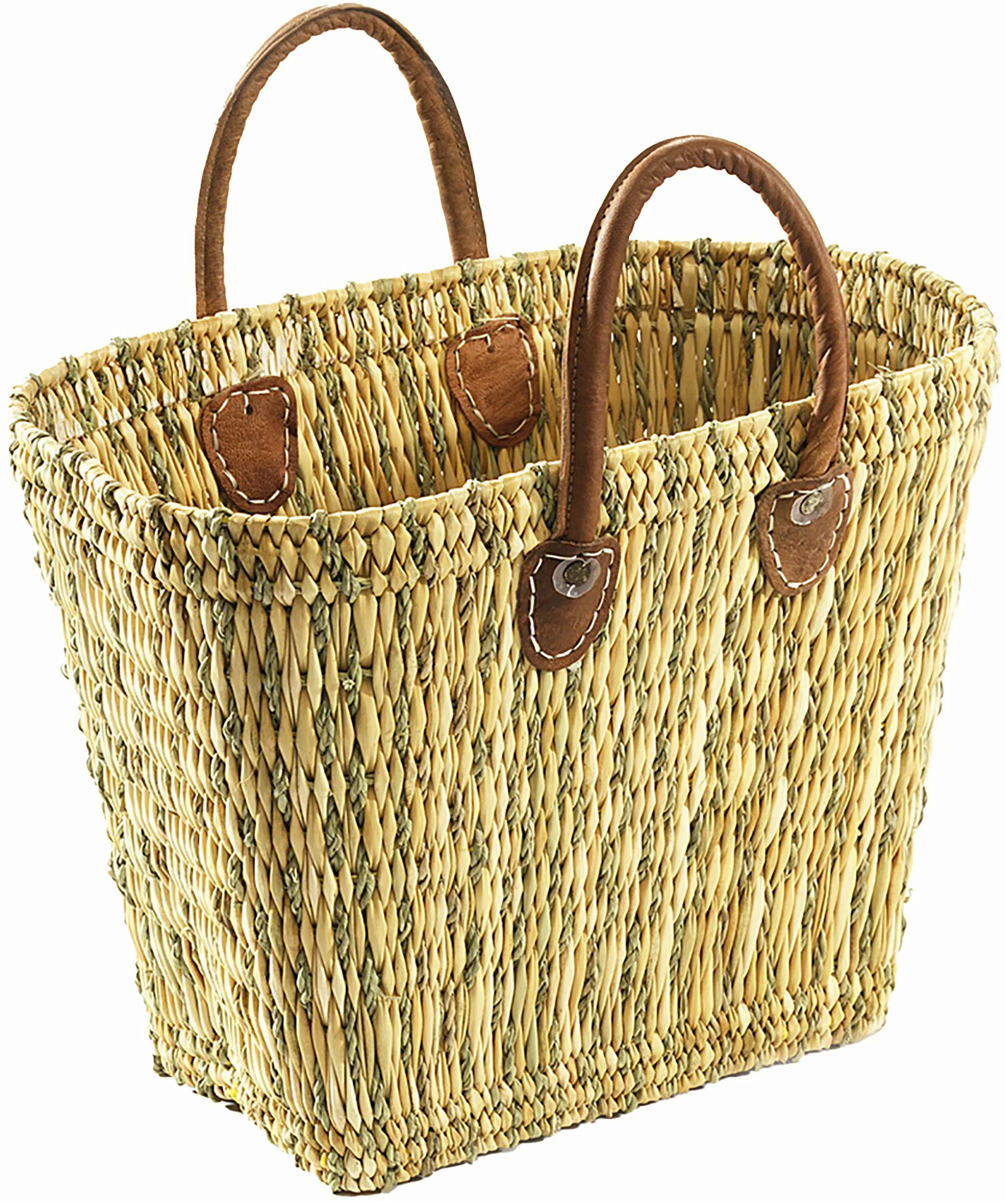 Kobolo Shopper Seegrastasche natur mit Ledergriffen günstig online kaufen