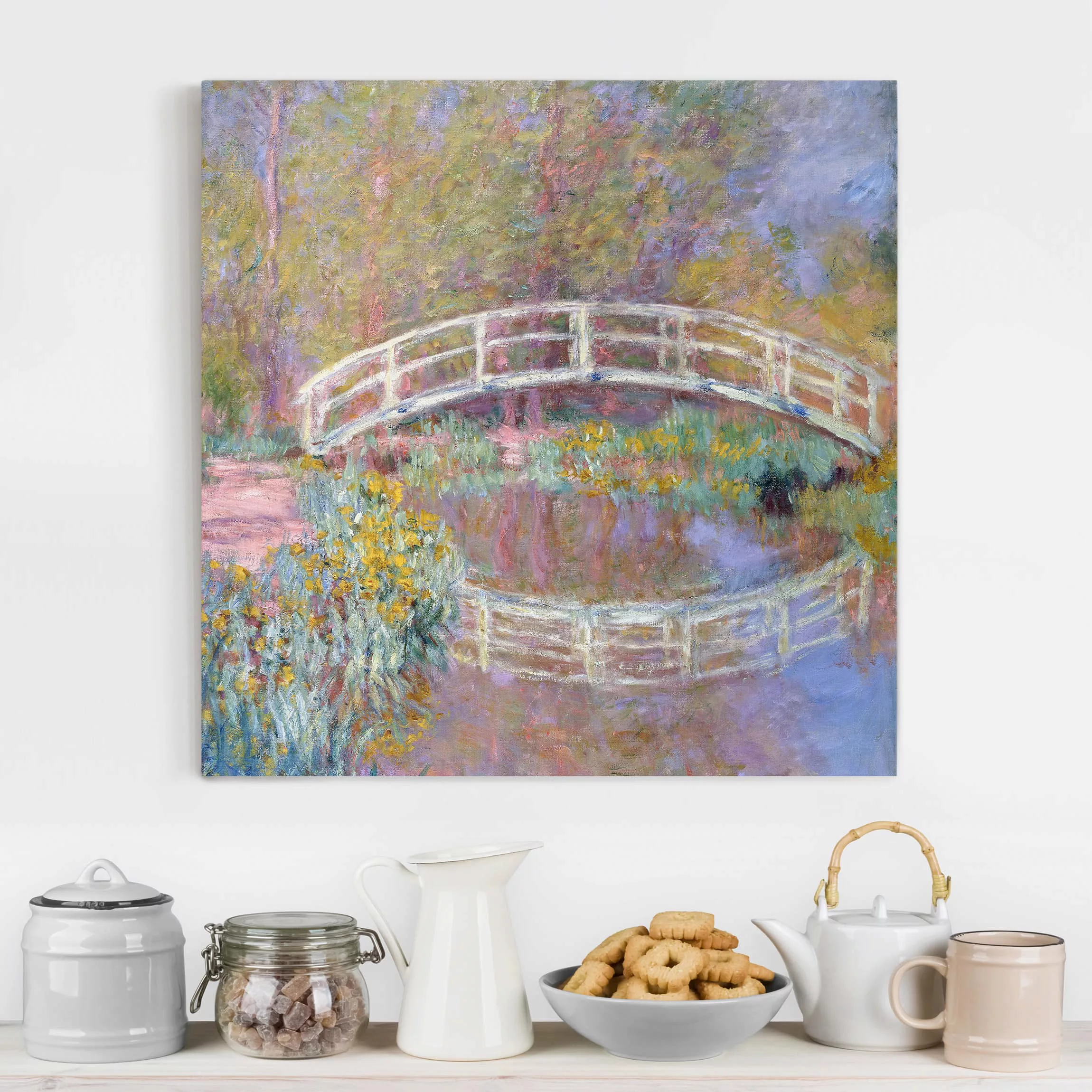 Leinwandbild - Quadrat Claude Monet - Brücke Monets Garten günstig online kaufen