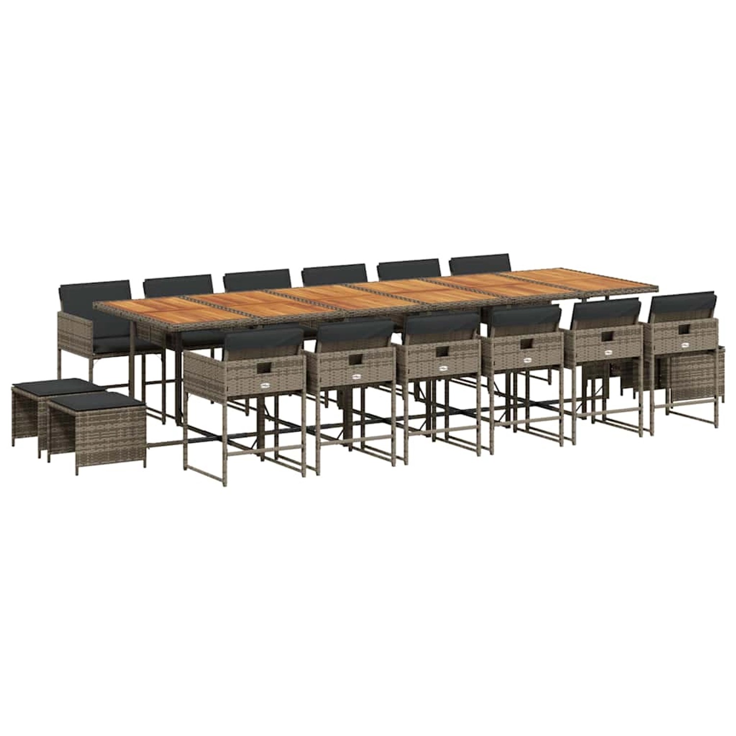 vidaXL 17-Tlg Garten-Essgruppe mit Kissen Grau Poly Rattan 3211370 günstig online kaufen
