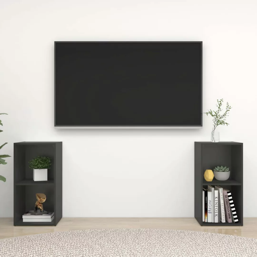 Tv-schrenke 2 Stk. Grau 72x35x36,5 Cm Spanplatte günstig online kaufen