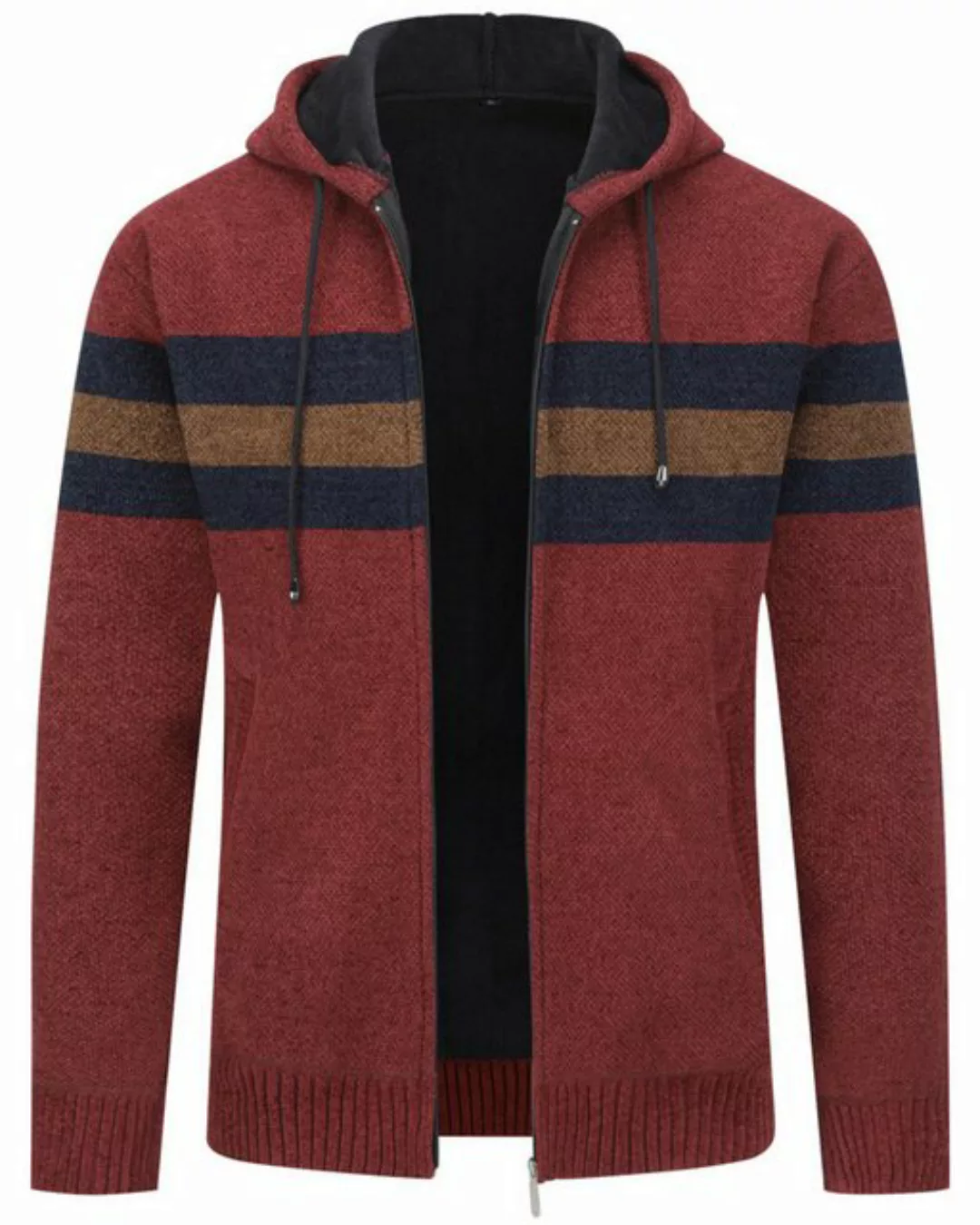 Allthemen Cardigan mit Kapuze Gefüttert Cardigan Grobstrick Winterjacke War günstig online kaufen