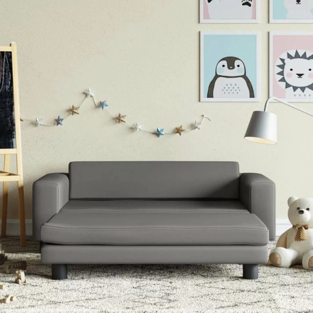 vidaXL Kindersofa Kindersofa mit Hocker Cappuccino-Braun 100x50x30 cm Kunst günstig online kaufen