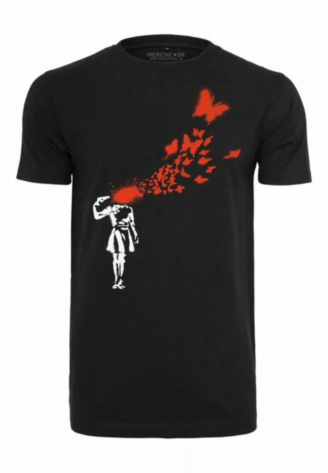 Merchcode T-Shirt Merchcode Herren Brandalised - Banksy´s Graffiti Butterfl günstig online kaufen