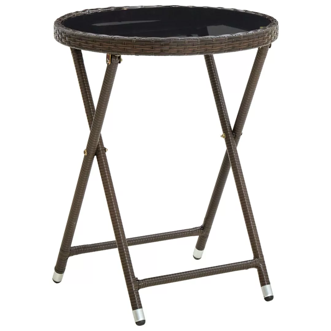 Beistelltisch Braun 60 Cm Poly Rattan Und Hartglas günstig online kaufen