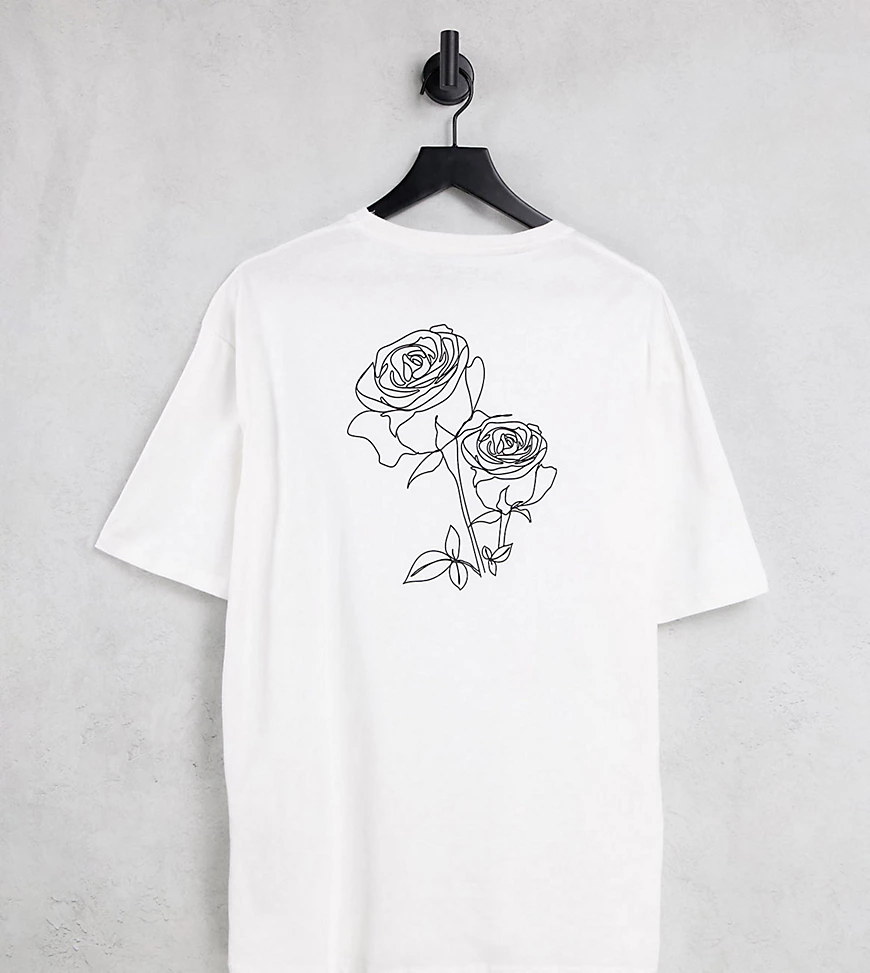 Selected Homme – Oversize-T-Shirt in Weiß mit Rosen-Skizzenprint auf dem Rü günstig online kaufen