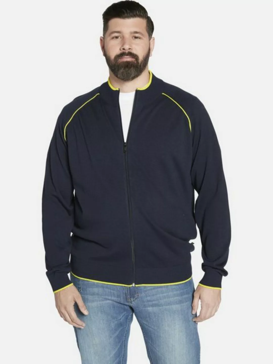 Charles Colby Strickjacke DUKE GLENNSON mit Rippstrick-Kragen günstig online kaufen