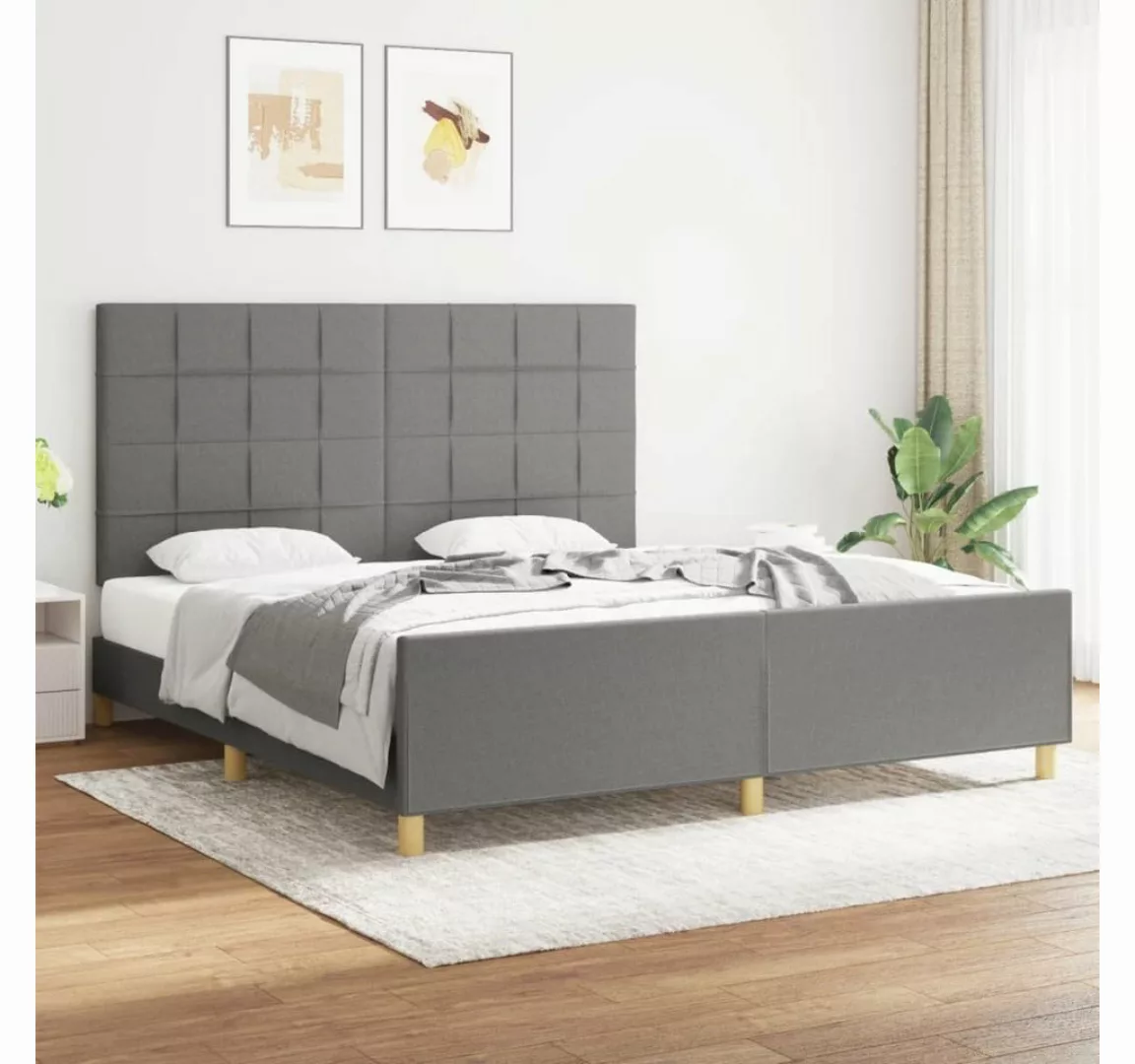 furnicato Bett Bettgestell mit Kopfteil Dunkelgrau 180x200 cm Stoff günstig online kaufen