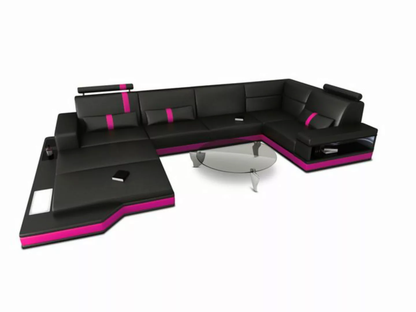 Sofa Dreams Wohnlandschaft Ledersofa Ledercouch Messana U Form Leder Sofa, günstig online kaufen