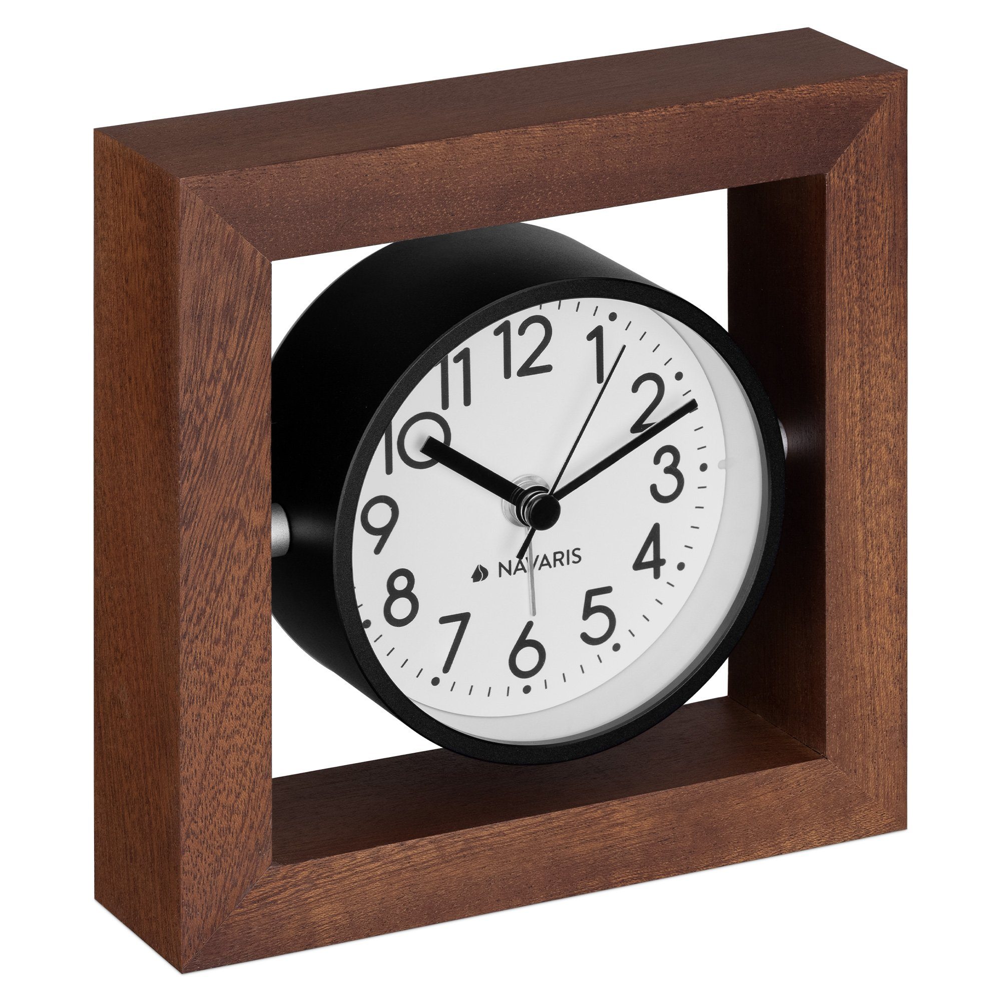 Navaris Tischuhr Analog Holz Tischuhr Quadrat günstig online kaufen