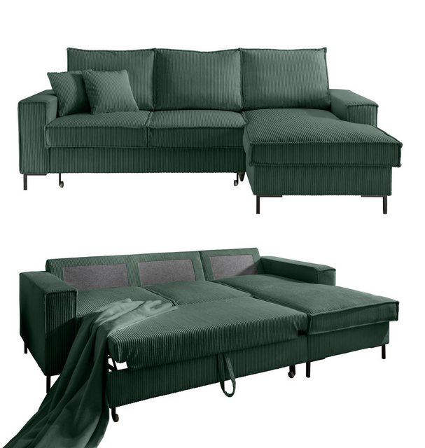 luma-home Ecksofa 17221, mit Bettfunktion und Bettkasten 240x150 cm, Wellen günstig online kaufen