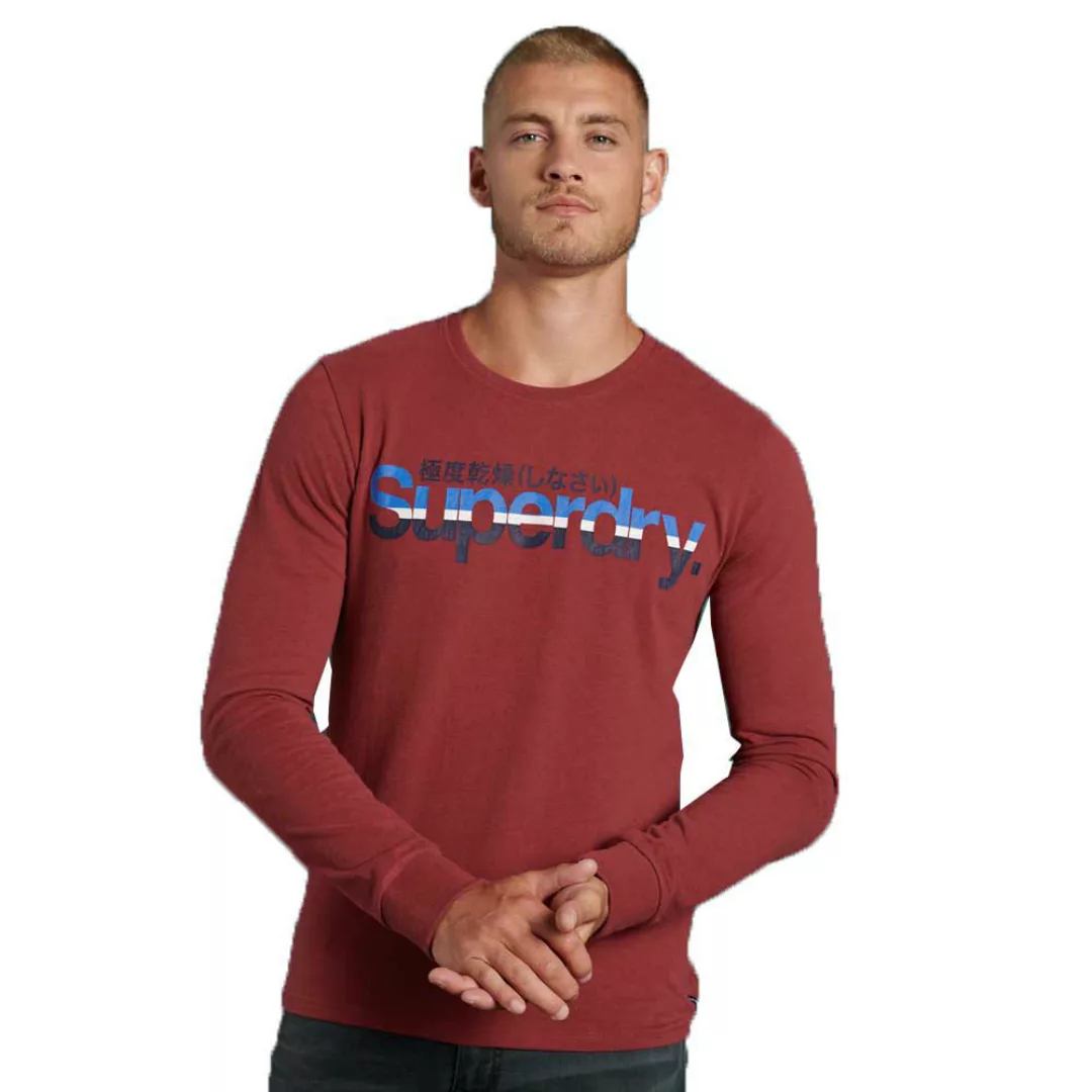 Superdry Core Logo Vintage Stripe Langarm-t-shirt S Creek Red Marl günstig online kaufen