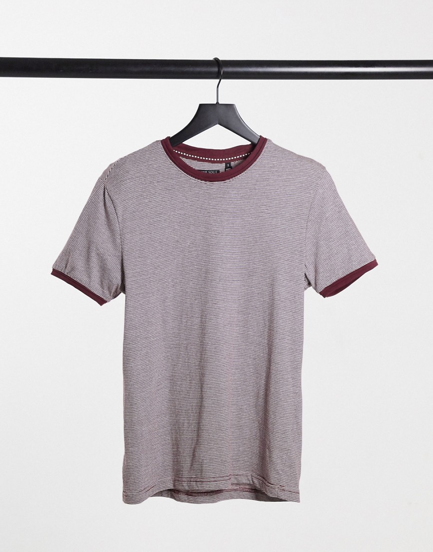 Brave Soul – Gestreiftes Ringer-T-Shirt-Rot günstig online kaufen