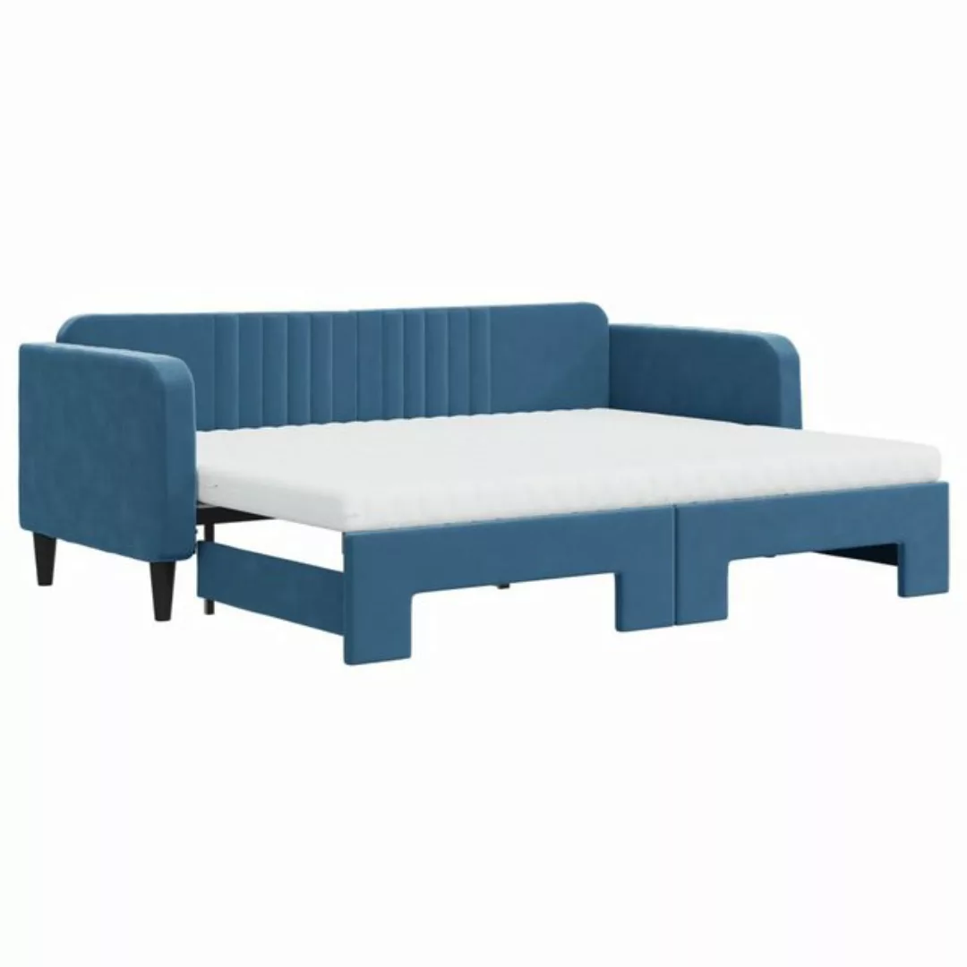 vidaXL Bett Tagesbett Ausziehbar mit Matratzen Blau 80x200 cm Samt günstig online kaufen