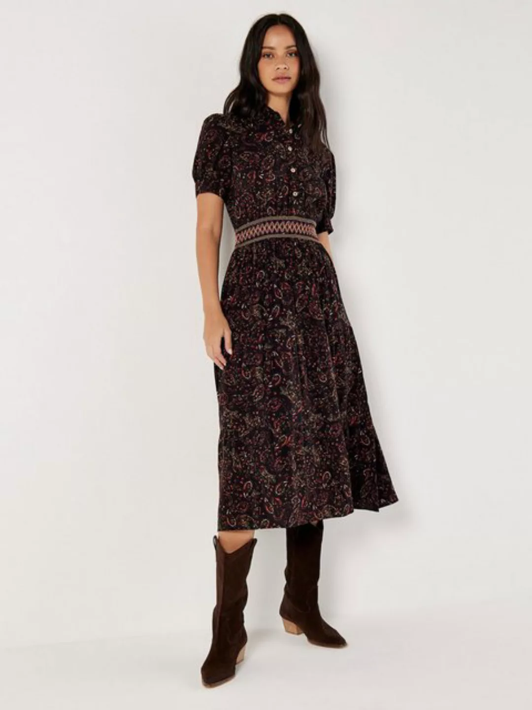 Apricot Druckkleid Hemdblusenkleid, (1-tlg) mit Paisley-Muster günstig online kaufen